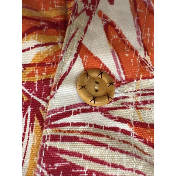 Ruby Rd Blazer Womens 24W Red Orange Floral Button Front Beaded Cotton Jacket - Picture 4 of 8